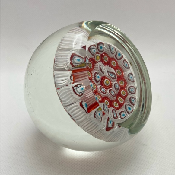 Quality Millefiori Glass Paper Weight, Heavy Glass, Murano Style Polished Base - Picture 7 of 7
